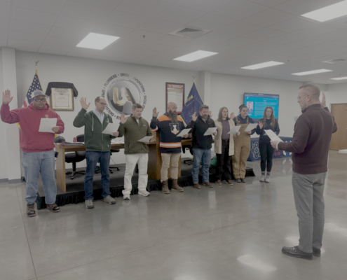IL AFL-CIO Secretary-Treasurer Pat Devaney swears in the new officers of the East Central Illinois AFL-CIO, January 21, 2026