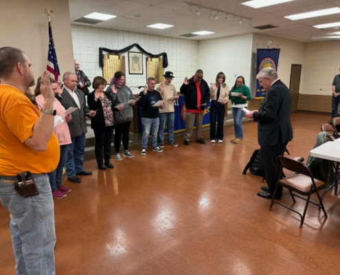 IL AFL-CIO President Tim Drea swearing in new officers of the Mid-Illinois Labor Council, February 26, 2026